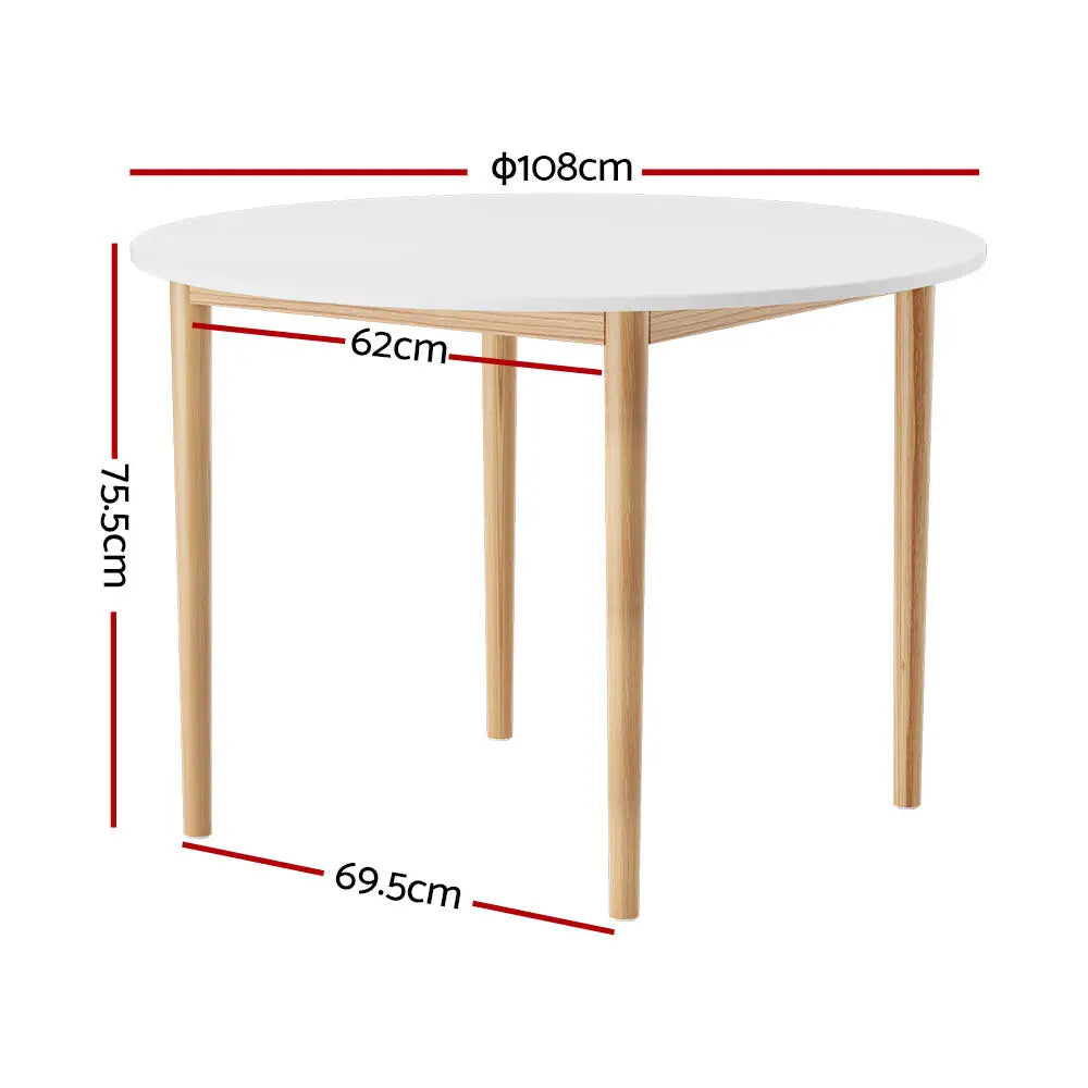 Dining Table Round White 108cm Diameter Demi
