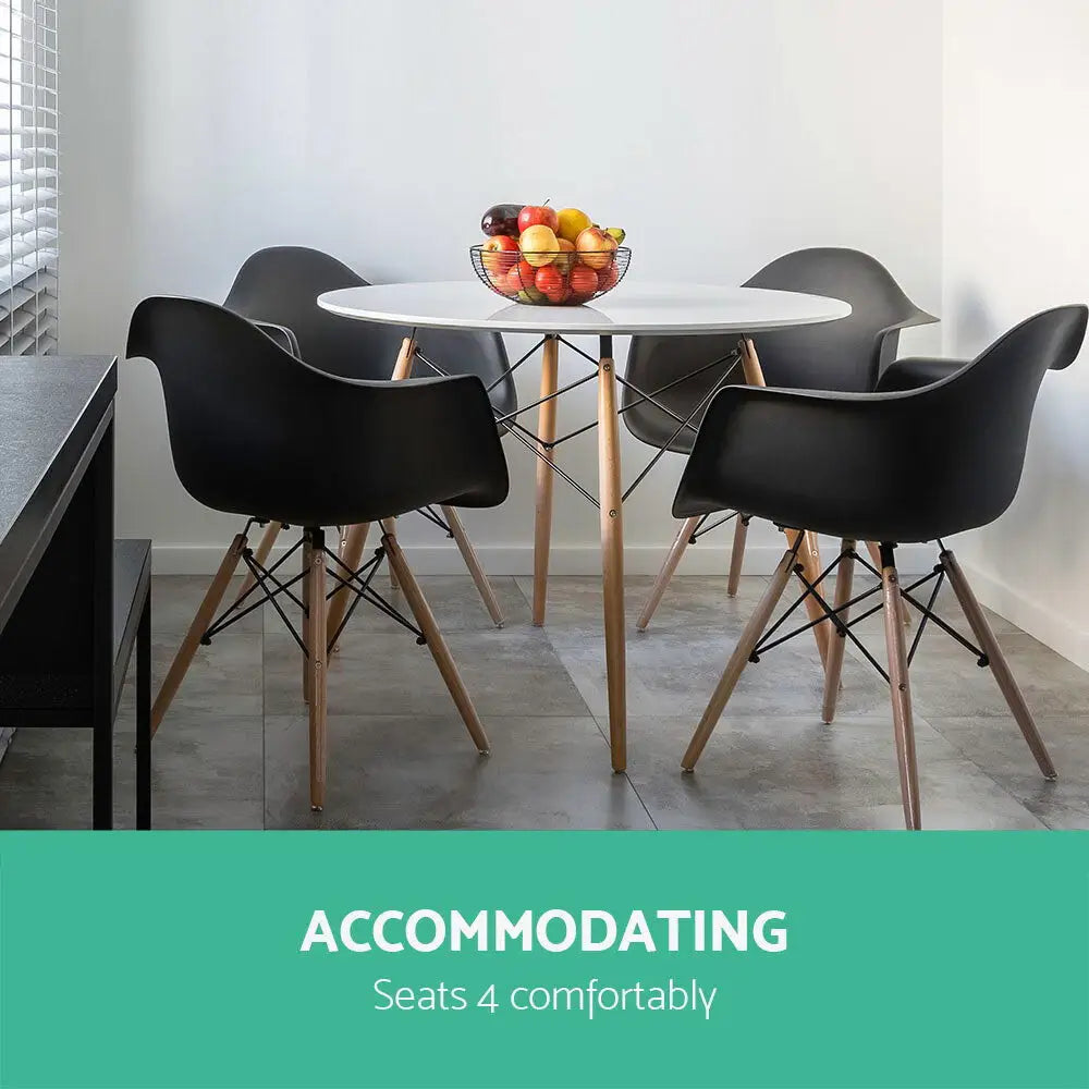 Dining Table Round White 4 Seater 100cm