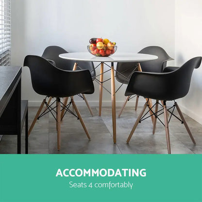 Dining Table Round White 4 Seater 100cm