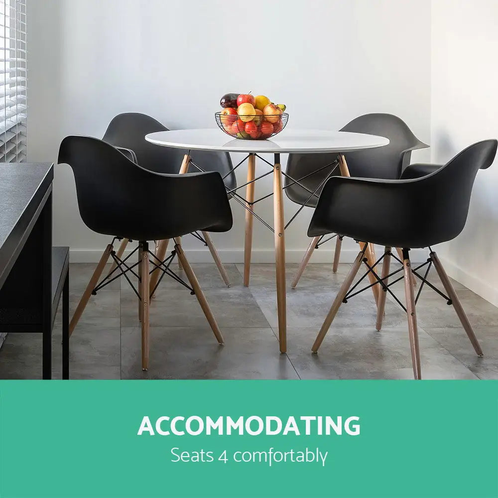 Dining Table Round White 4 Seater 100cm