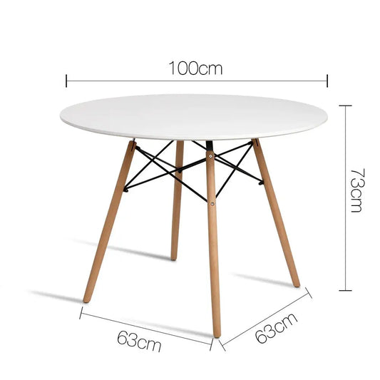Dining Table Round White 4 Seater 100cm
