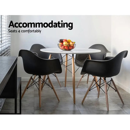 Dining Table Round White 4 Seater 90cm