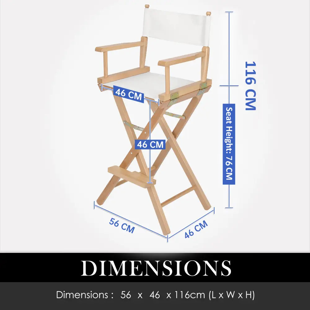 Director Movie Folding Tall Chair 76cm Beech Wood Humor