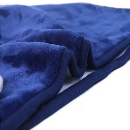 Double-side Flannel Heated Electric Throw Rug Blanket Fast Heating Warm Washable Blue