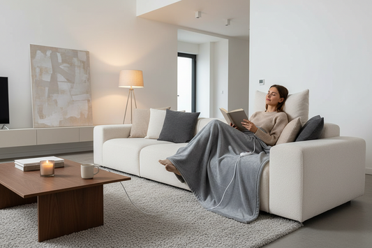 Double-side Flannel Heated Electric Throw Rug Blanket Fast Heating Warm Washable GREY