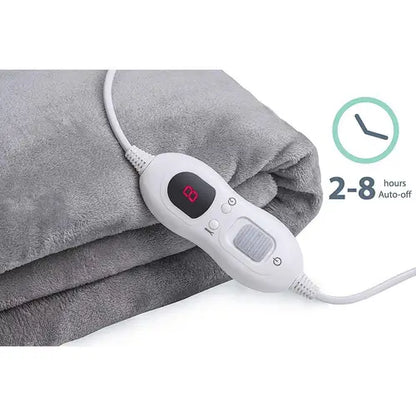 Double-side Flannel Heated Electric Throw Rug Blanket Fast Heating Warm Washable Grey