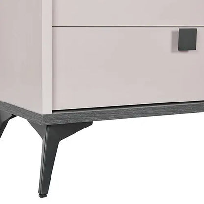 Dressing Chest with 6 Storage Drawers Mdf Mirror Combination of Champagne and Black Colour