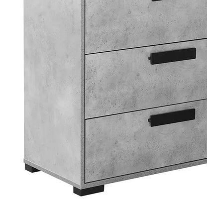 Dressing Chest with 6 Storage Drawers Mdf Mirror Combination of Black & Cement Colour