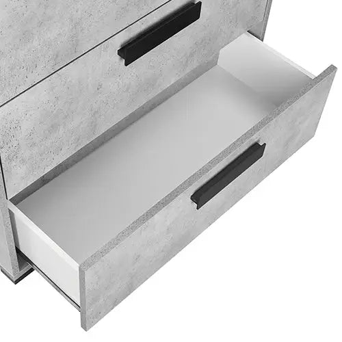 Dressing Chest with 6 Storage Drawers Mdf Mirror Combination of Black & Cement Colour
