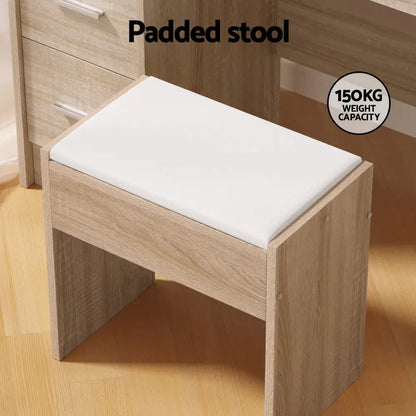 Dressing Table Set Stool 10 Led Bulbs Wood