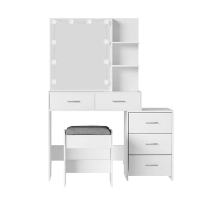 Dressing Table Set Stool 12 Led Bulbs White Dale