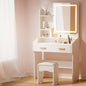 Dressing Table Set Stool Led White Doria