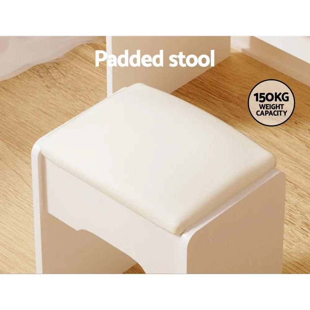 Dressing Table Set Stool Led White Doria