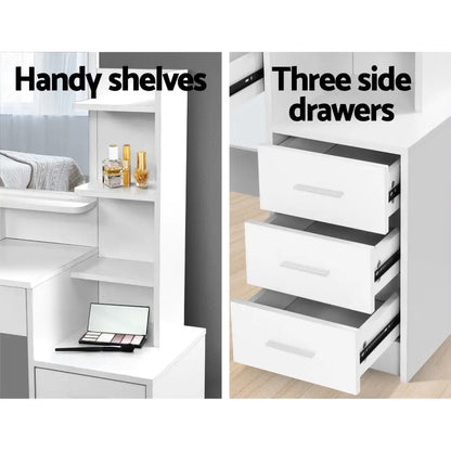 Dressing Table Stool Set 4 Drawers White