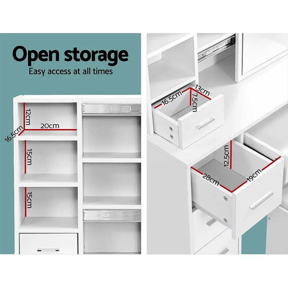 Dressing Table Stool Set Sliding Mirror White Diane