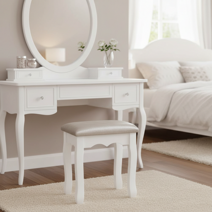 Dressing Table Stool Velvet Grey