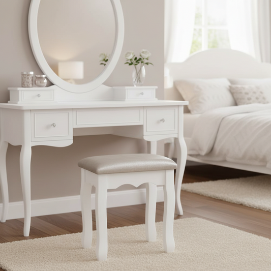 Dressing Table Stool Velvet Grey
