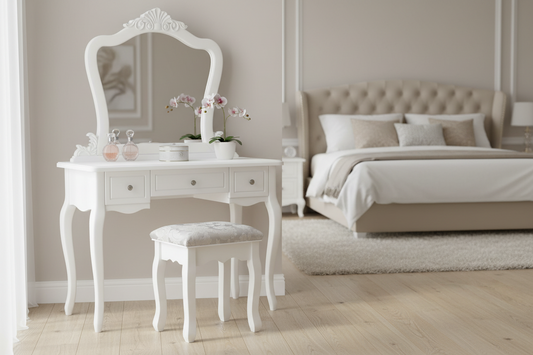 Dressing Table Stool Velvet White