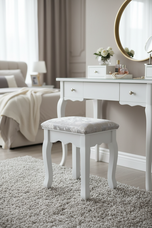 Dressing Table Stool Velvet White