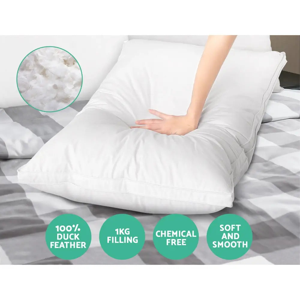 Duck Feather Down Pillow Luxury Twin Pack