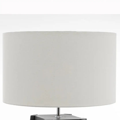 Eiffel 3 Tier Natural Wood Floor Lamp W/ Storage Shelves + off White Linen Shade