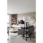 Eiffel 3 Tier Natural Wood Floor Lamp W/ Storage Shelves + off White Linen Shade