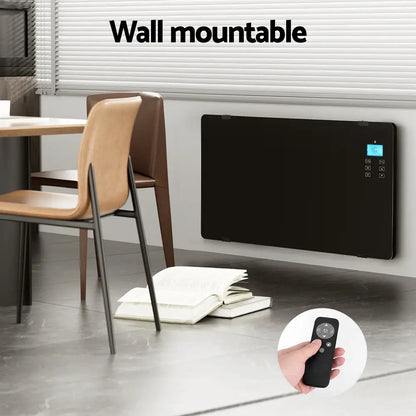 Electric Convection Heater Black 2000w | Black Wall-mountable Electric Heater Sleek