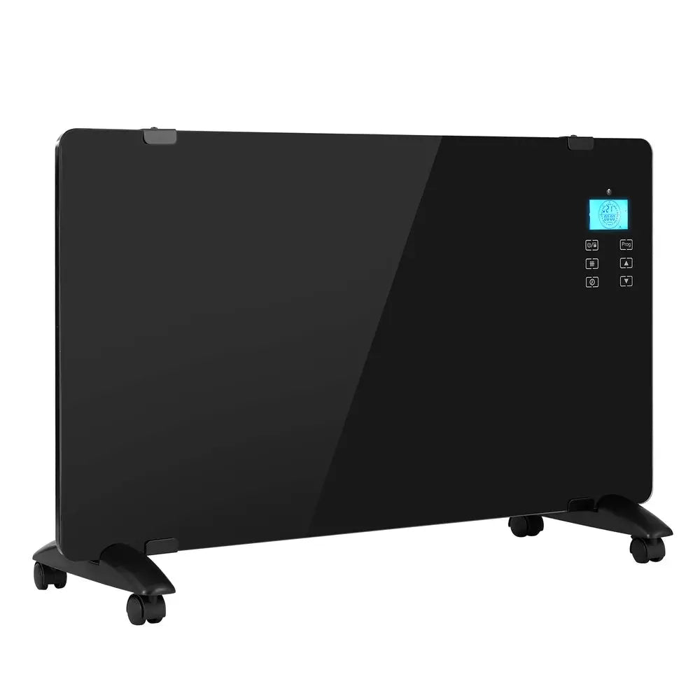 Electric Convection Heater Black 2000w | Black Glass Panel Electric Heater