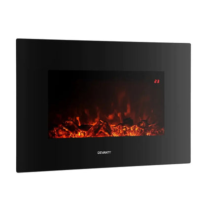 Electric Fireplace Fire Heater 2000w Black