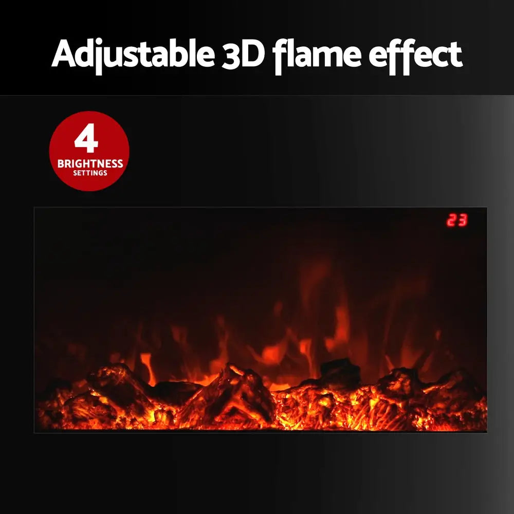 Electric Fireplace Fire Heater 2000w Black