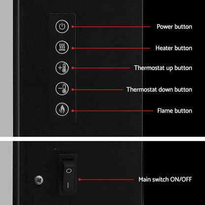 Electric Fireplace Fire Heater 2000w Black