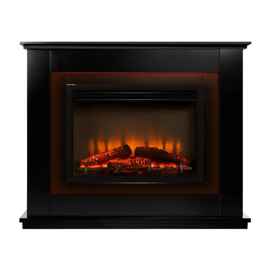 Electric Fireplace Fire Heater 2000w Black | Black Electric Fireplace Realistic Logs