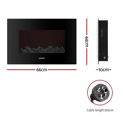 Electric Fireplace Fire Heater 2000w Black