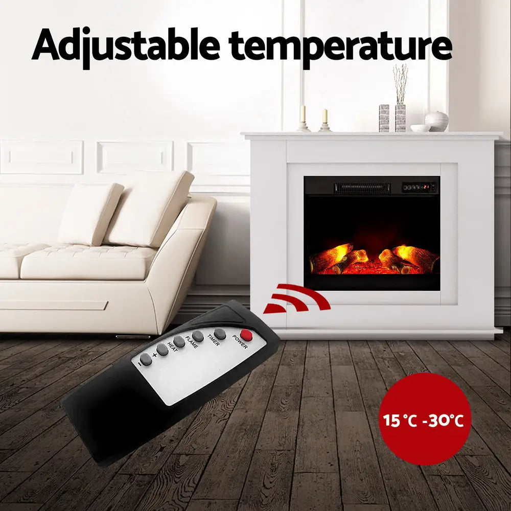 Electric Fireplace Fire Heater 2000w White | Black Remote Control White Buttons
