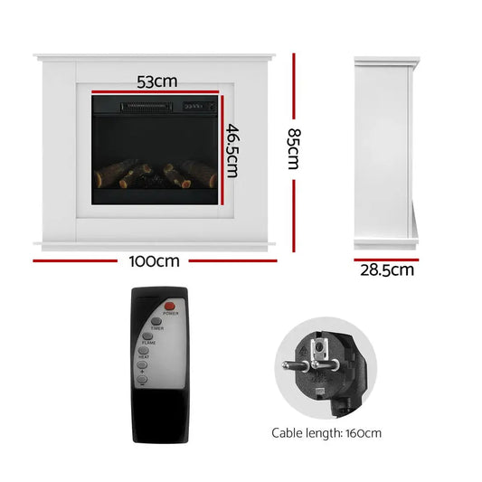 Electric Fireplace Fire Heater 2000w White | White Electric Fireplace Sleek Modern