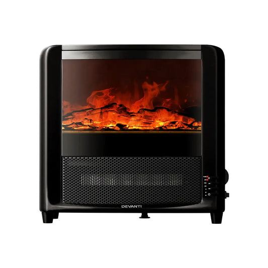 Electric Fireplace Fire Heaters 2000w | Black Devanti Electric Fireplace Realistic