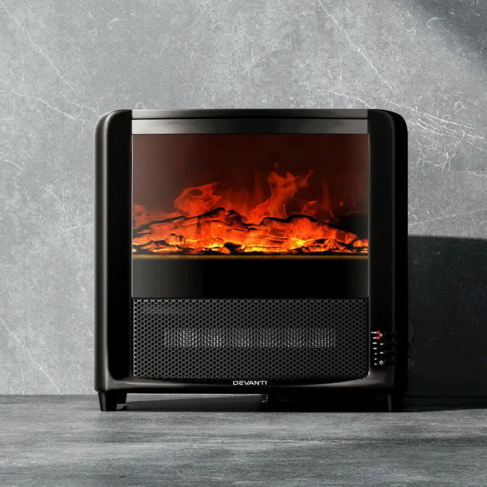 Electric Fireplace Fire Heaters 2000w | Black Devanti Electric Fireplace Realistic