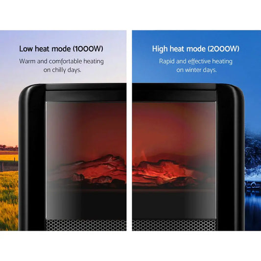 Electric Fireplace Fire Heaters 2000w | Black Electric Fireplace Heater Realistic