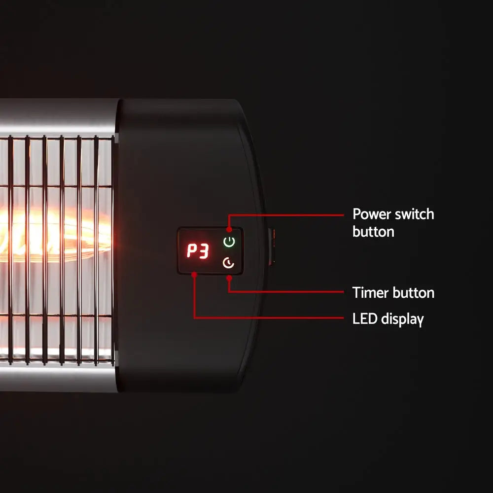 Electric Strip Heater Radiant Heaters 3000w | Black Outdoor Patio Heater Orange
