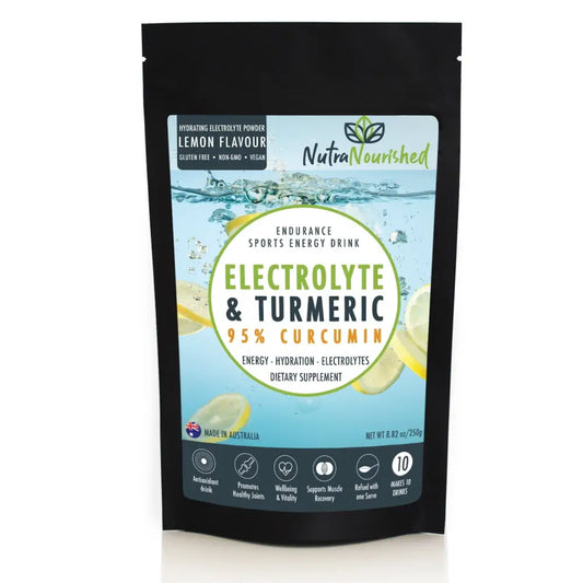 Electrolyte Powder & 95% Pure Organic Curcumin -lemon Flavour | Nutranourished Lemon-flavored Electrolyte Turmeric