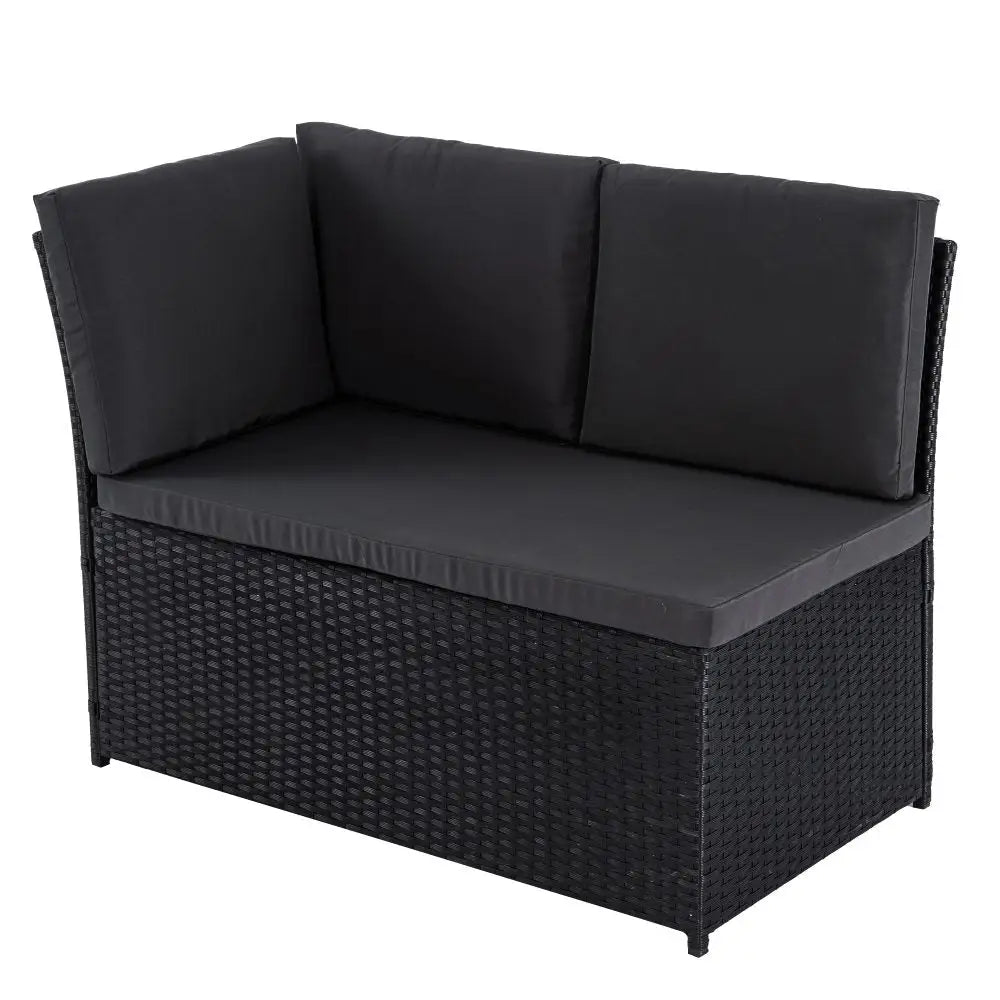 Ella 8-seater Modular Outdoor Garden Lounge and Dining Set with Table Stools in Black