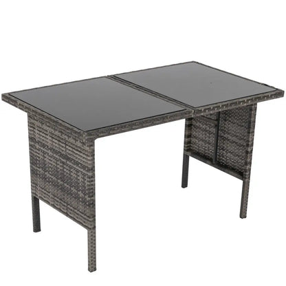 Ella 8-seater Modular Outdoor Garden Lounge and Dining Set with Table Stools in Dark Grey Weave