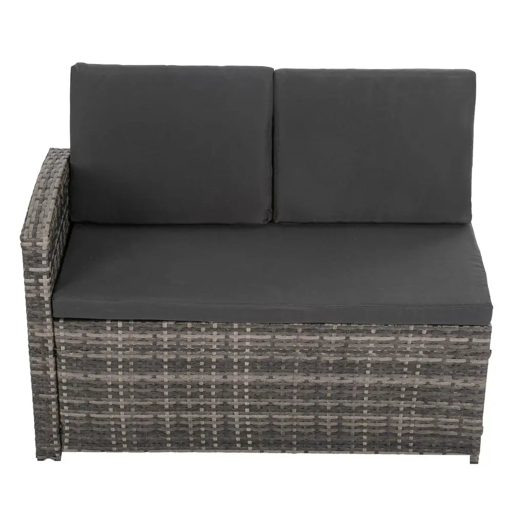 Ella 8-seater Modular Outdoor Garden Lounge and Dining Set with Table Stools in Dark Grey Weave
