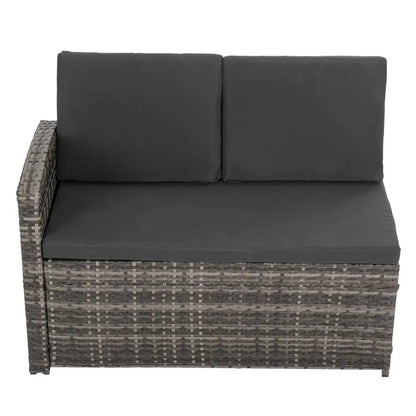 Ella 8-seater Modular Outdoor Garden Lounge and Dining Set with Table Stools in Dark Grey Weave