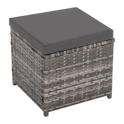 Ella 8-seater Modular Outdoor Garden Lounge and Dining Set with Table Stools in Dark Grey Weave