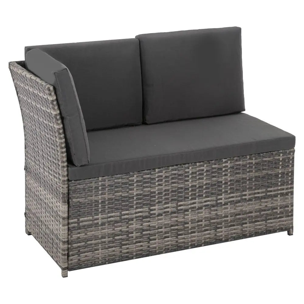 Ella 8-seater Modular Outdoor Garden Lounge and Dining Set with Table Stools in Dark Grey Weave