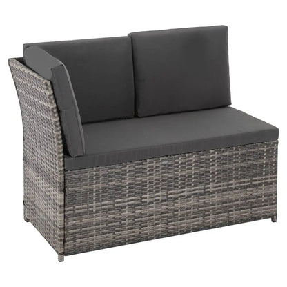 Ella 8-seater Modular Outdoor Garden Lounge and Dining Set with Table Stools in Dark Grey Weave