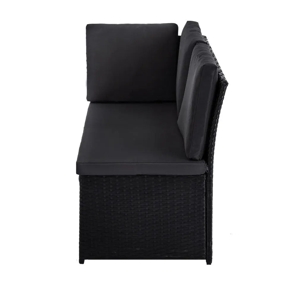 Ella 8-seater Modular Outdoor Garden Lounge and Dining Set with Table Stools in Black