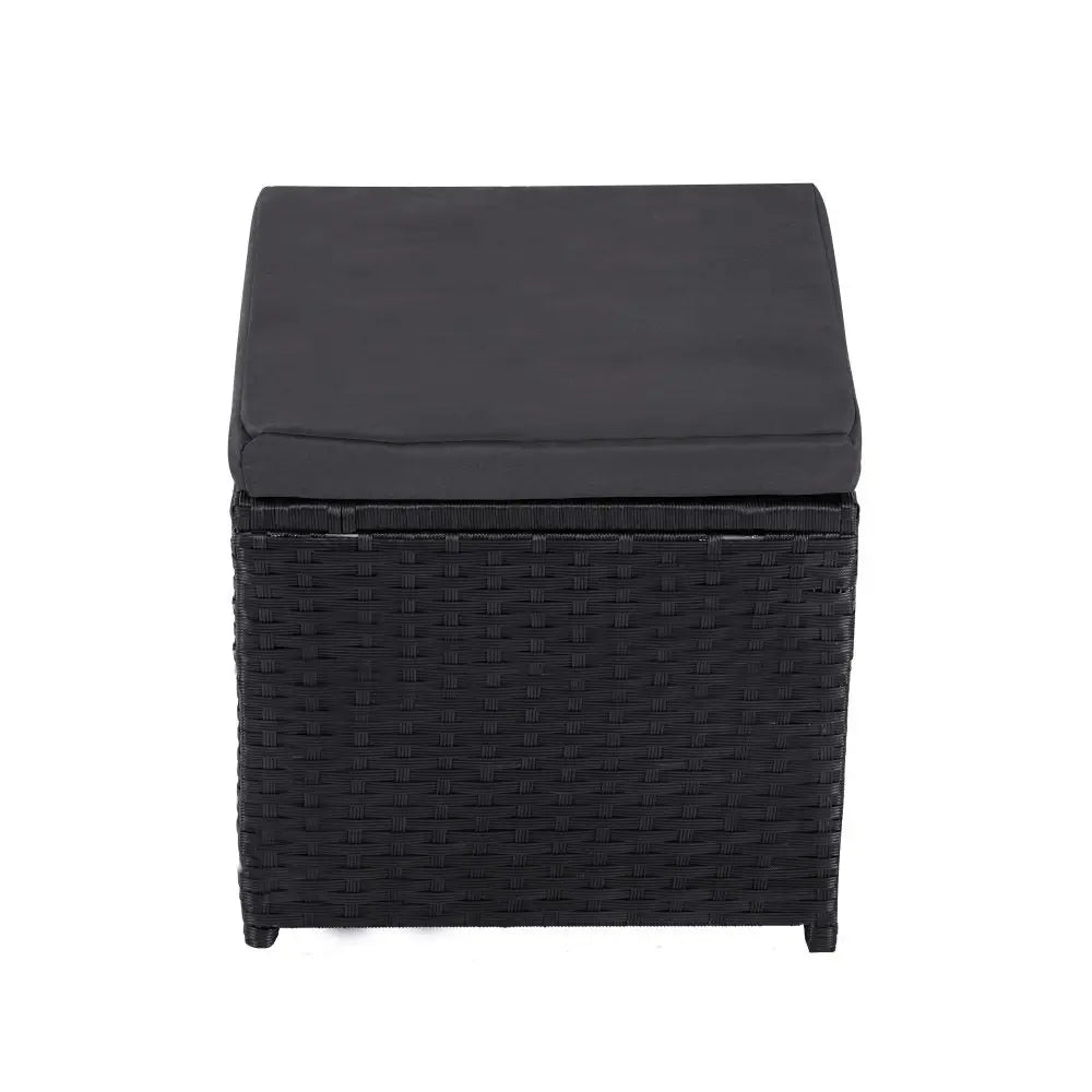 Ella 8-seater Modular Outdoor Garden Lounge and Dining Set with Table Stools in Black