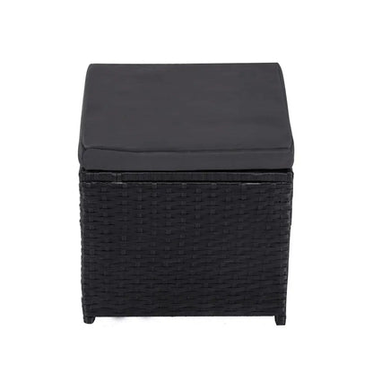 Ella 8-seater Modular Outdoor Garden Lounge and Dining Set with Table Stools in Black